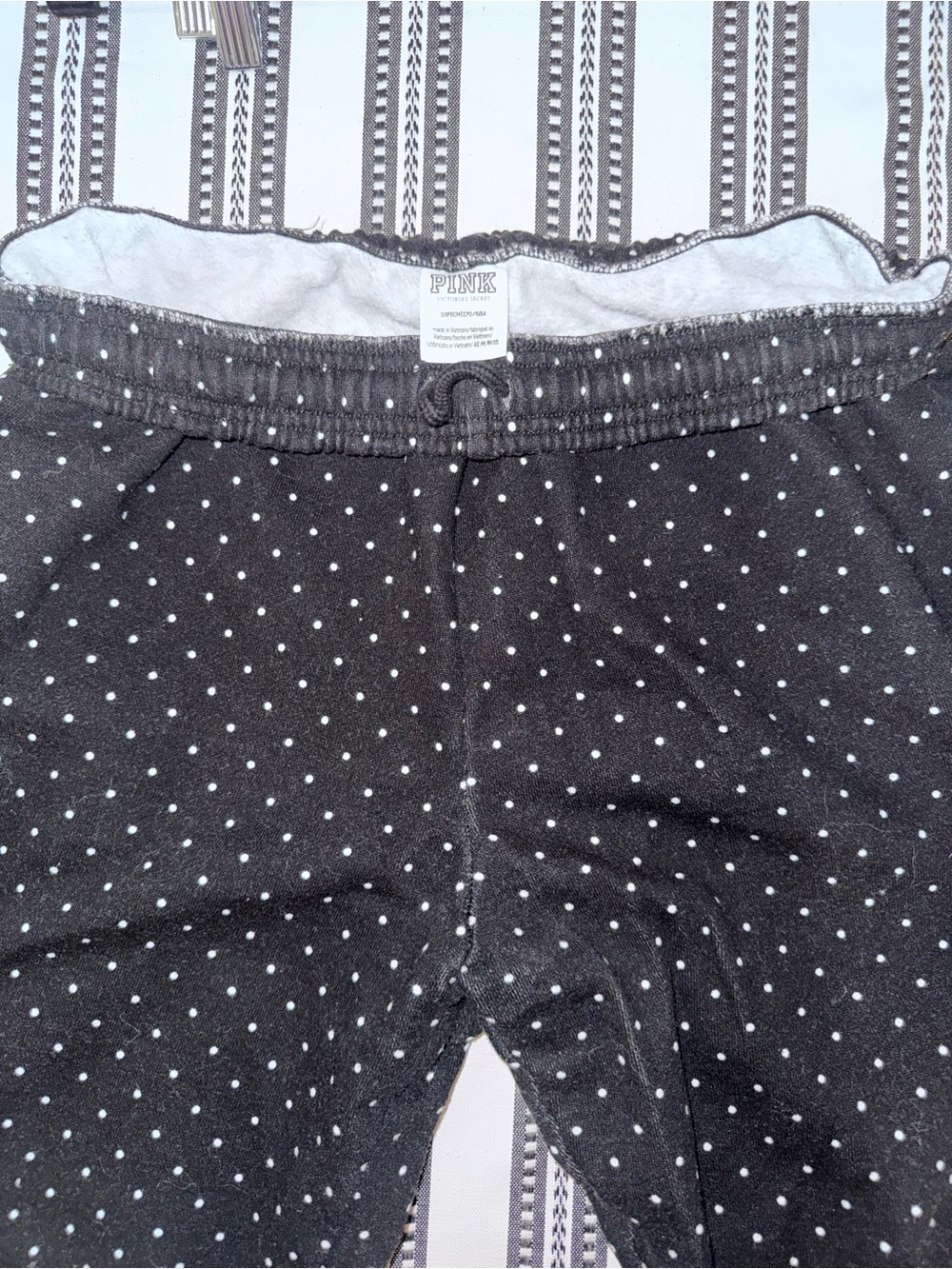 Y2K 90’s Vintage PINK Victoria's Secret Black Polka Dot Sweat Pants - Picture 6 of 7